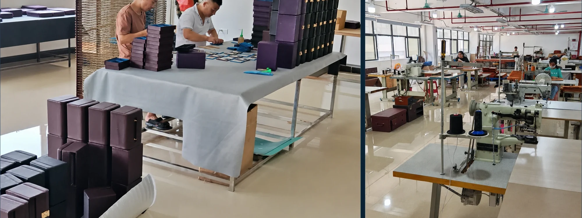 構造製品の手作業組立と縫製生産現場